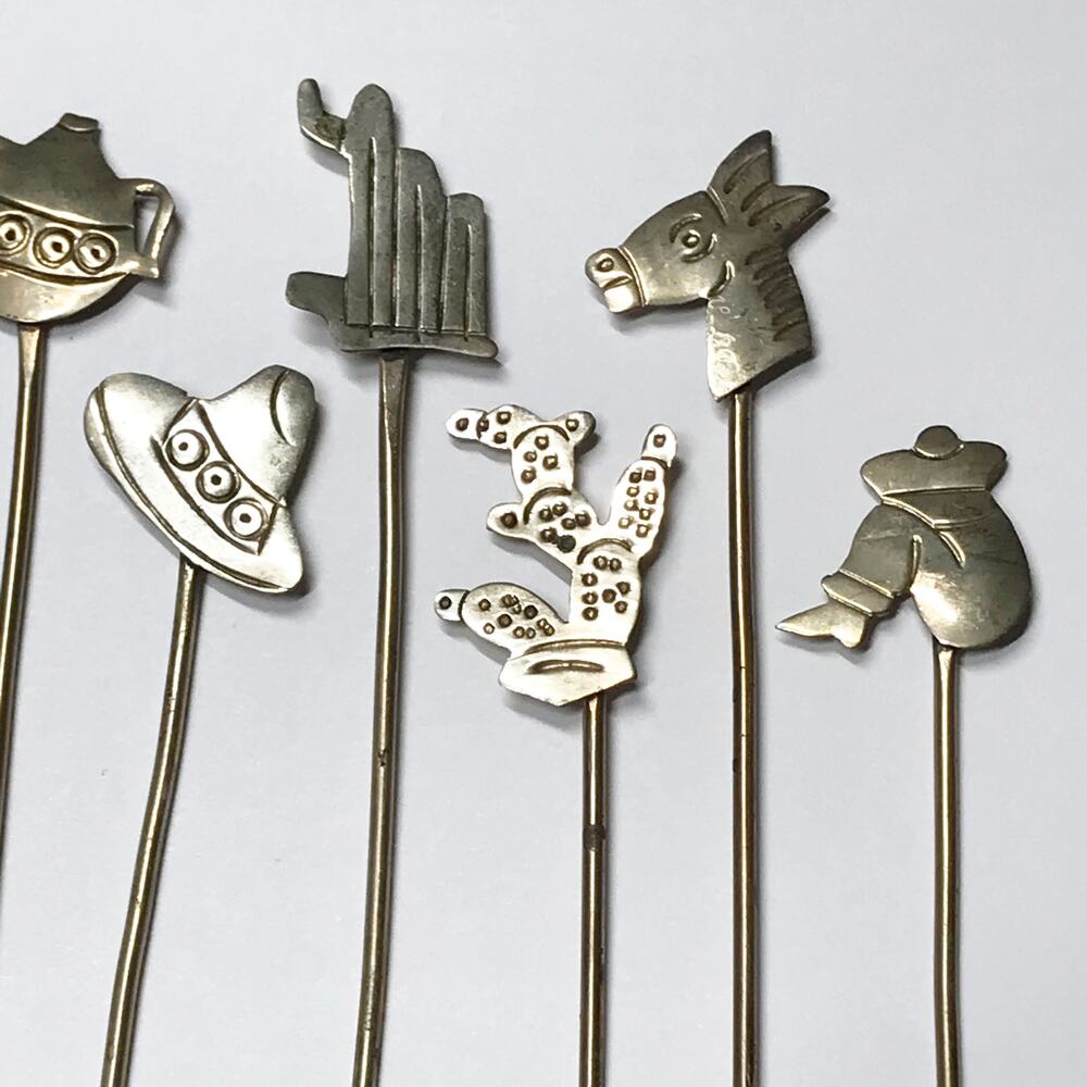 VTG 12 Vintage Sterling Silver Mexican Appetizer Cocktail Hors D'oeuvres Forks - Picture 5 of 13